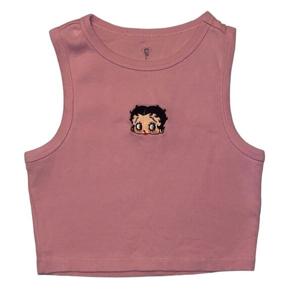 Betty Boop Tank Top Cropped Pink Size XS - Picture 1 of 9
